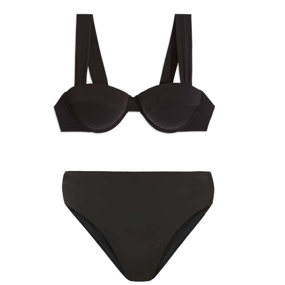 NWT WeWoreWhat Women's Wide Strap Underwire Bikini Top & High Rise Bottom S